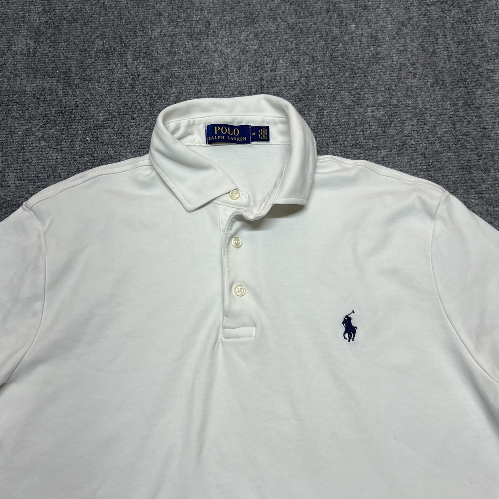 Polo Ralph Lauren Polo Shirt Mens Medium White 100% Cotton Pony Logo Casual